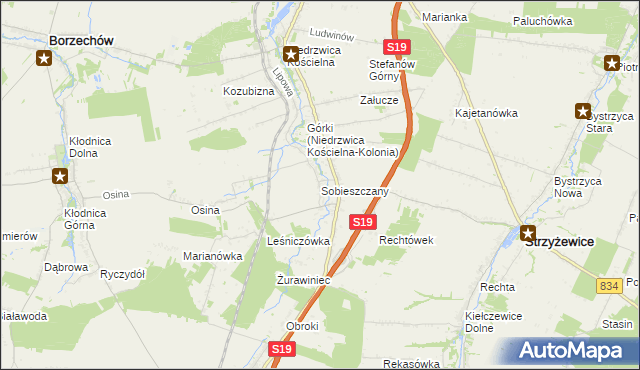 mapa Sobieszczany, Sobieszczany na mapie Targeo