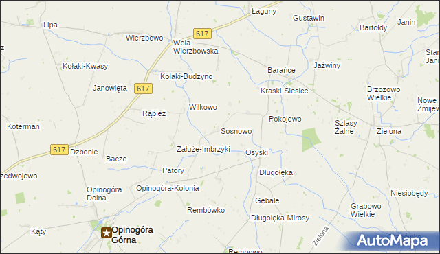 mapa Sosnowo gmina Opinogóra Górna, Sosnowo gmina Opinogóra Górna na mapie Targeo