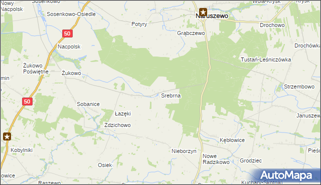 mapa Srebrna gmina Naruszewo, Srebrna gmina Naruszewo na mapie Targeo