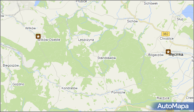 mapa Stanisławów gmina Męcinka, Stanisławów gmina Męcinka na mapie Targeo