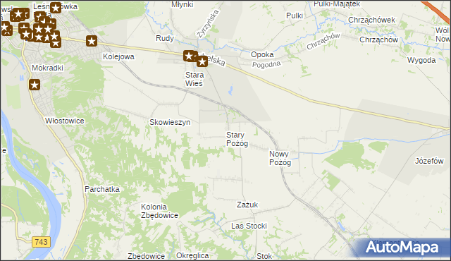 mapa Stary Pożóg, Stary Pożóg na mapie Targeo