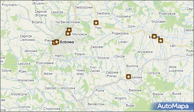 mapa Stróżna, Stróżna na mapie Targeo
