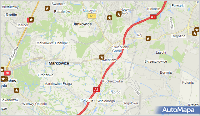 mapa Świerklany, Świerklany na mapie Targeo