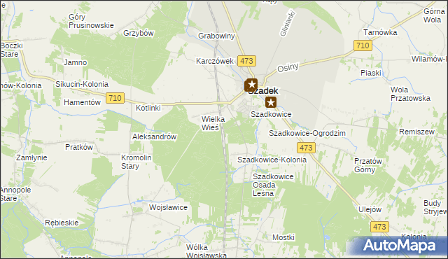 mapa Szadek powiat zduńskowolski, Szadek powiat zduńskowolski na mapie Targeo