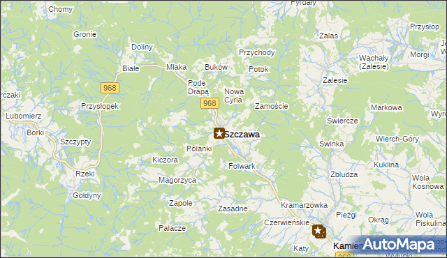 mapa Szczawa, Szczawa na mapie Targeo