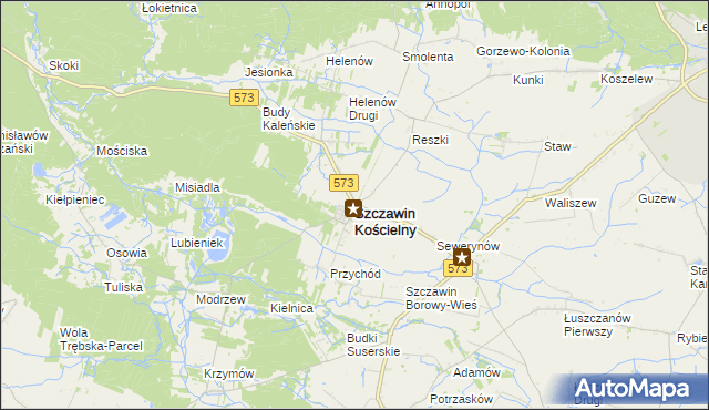 mapa Szczawin Kościelny, Szczawin Kościelny na mapie Targeo