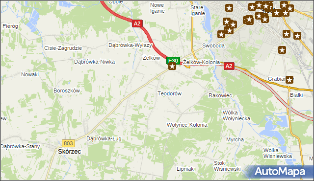 mapa Teodorów gmina Skórzec, Teodorów gmina Skórzec na mapie Targeo