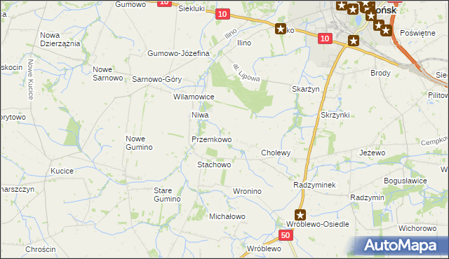 mapa Wroninko, Wroninko na mapie Targeo