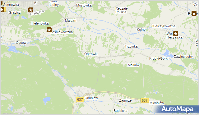 mapa Zabraniec, Zabraniec na mapie Targeo