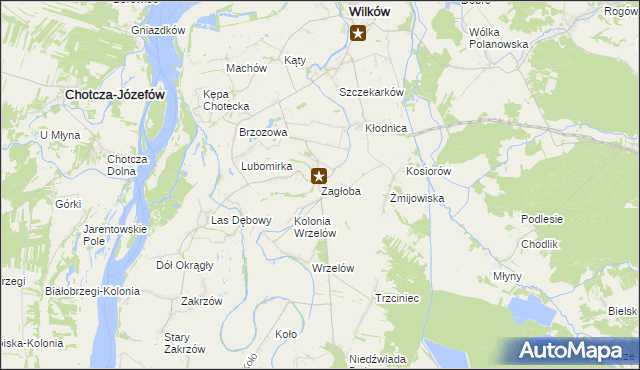 mapa Zagłoba gmina Wilków, Zagłoba gmina Wilków na mapie Targeo