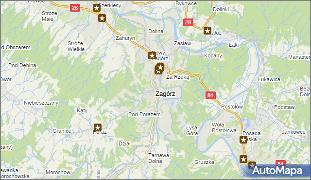 mapa Zagórz powiat sanocki, Zagórz powiat sanocki na mapie Targeo