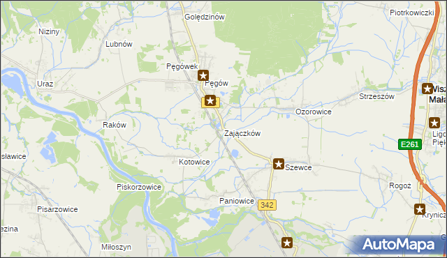 mapa Zajączków gmina Oborniki Śląskie, Zajączków gmina Oborniki Śląskie na mapie Targeo