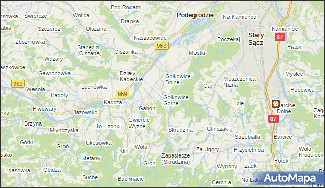 mapa Gołkowice Górne, Gołkowice Górne na mapie Targeo