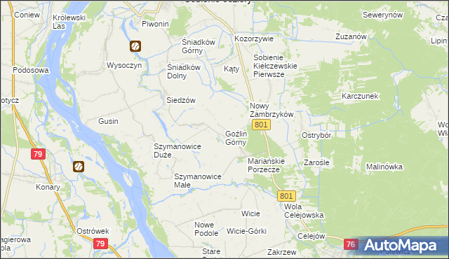 mapa Goźlin Górny, Goźlin Górny na mapie Targeo