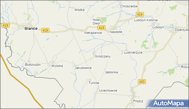 mapa Gródczany, Gródczany na mapie Targeo