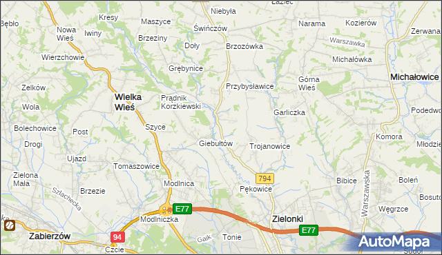 mapa Januszowice gmina Zielonki, Januszowice gmina Zielonki na mapie Targeo