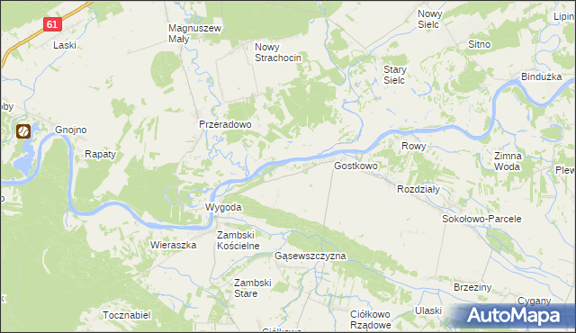 mapa Kalinowo gmina Obryte, Kalinowo gmina Obryte na mapie Targeo
