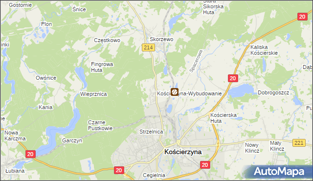 mapa Kościerzyna-Wybudowanie, Kościerzyna-Wybudowanie na mapie Targeo