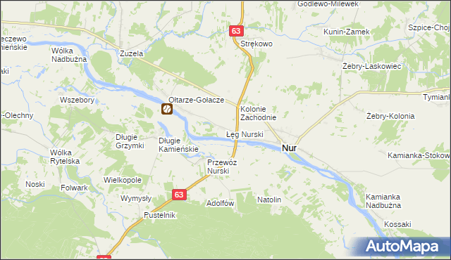 mapa Łęg Nurski, Łęg Nurski na mapie Targeo