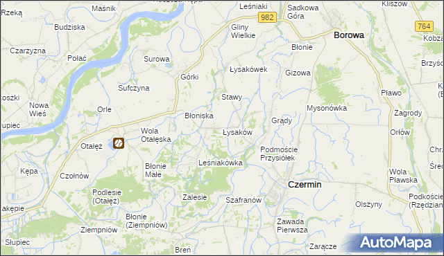 mapa Łysaków gmina Czermin, Łysaków gmina Czermin na mapie Targeo