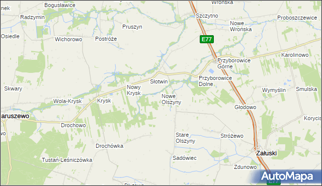 mapa Nowe Olszyny, Nowe Olszyny na mapie Targeo