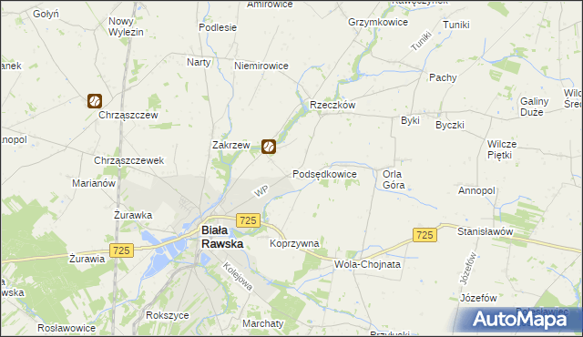 mapa Podsędkowice, Podsędkowice na mapie Targeo