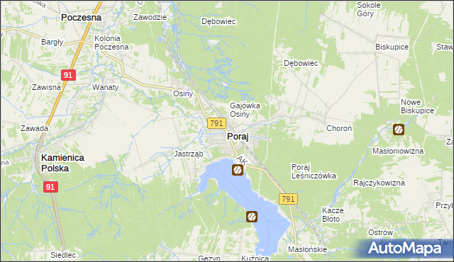 mapa Poraj powiat myszkowski, Poraj powiat myszkowski na mapie Targeo