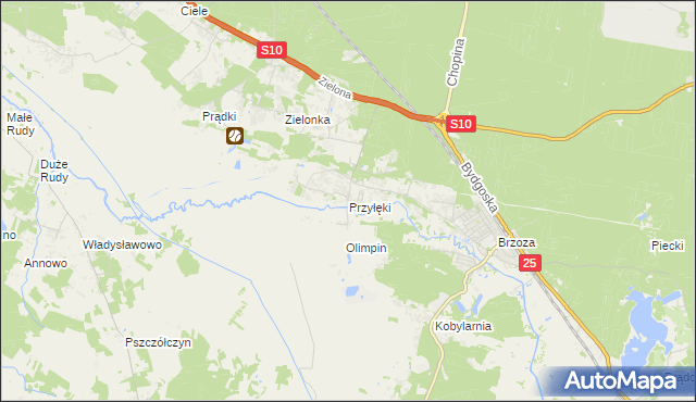 mapa Przyłęki gmina Białe Błota, Przyłęki gmina Białe Błota na mapie Targeo