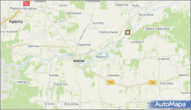 mapa Rajsko gmina Mstów, Rajsko gmina Mstów na mapie Targeo