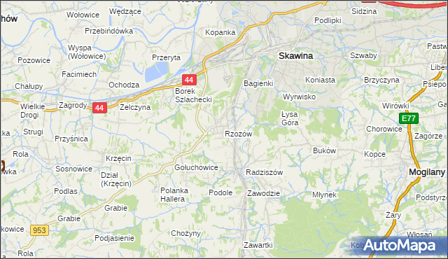 mapa Rzozów, Rzozów na mapie Targeo