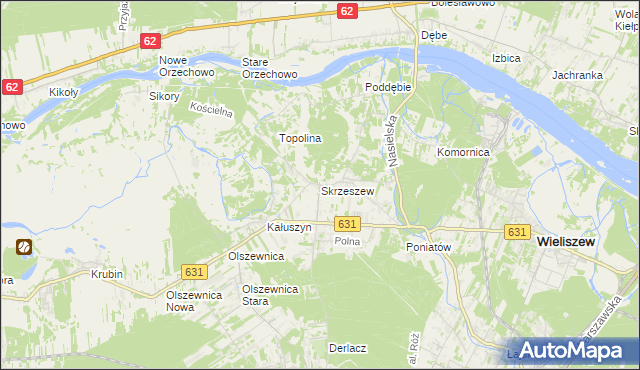 mapa Skrzeszew gmina Wieliszew, Skrzeszew gmina Wieliszew na mapie Targeo
