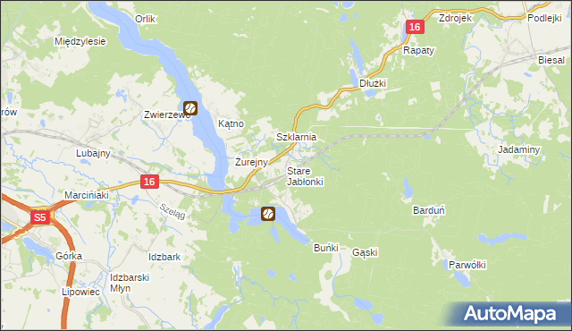 mapa Stare Jabłonki, Stare Jabłonki na mapie Targeo