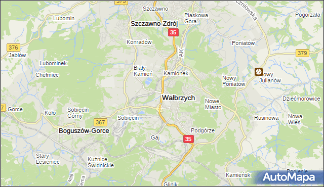 mapa Wałbrzycha, Wałbrzych na mapie Targeo