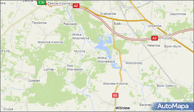 mapa Wólka Wiśniewska, Wólka Wiśniewska na mapie Targeo