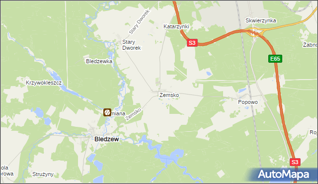 mapa Zemsko gmina Bledzew, Zemsko gmina Bledzew na mapie Targeo
