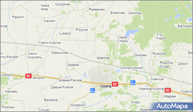 mapa Adamów gmina Golina, Adamów gmina Golina na mapie Targeo