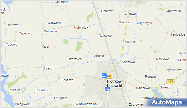 mapa Anusin gmina Piotrków Kujawski, Anusin gmina Piotrków Kujawski na mapie Targeo