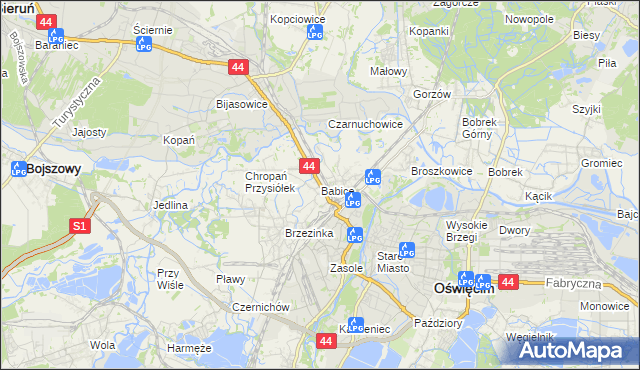 mapa Babice gmina Oświęcim, Babice gmina Oświęcim na mapie Targeo