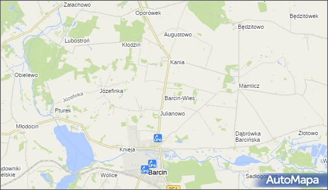 mapa Barcin-Wieś, Barcin-Wieś na mapie Targeo