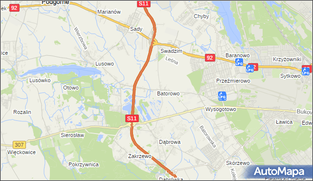 mapa Batorowo gmina Tarnowo Podgórne, Batorowo gmina Tarnowo Podgórne na mapie Targeo
