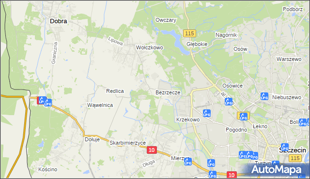 mapa Bezrzecze, Bezrzecze na mapie Targeo