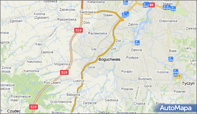 mapa Boguchwała powiat rzeszowski, Boguchwała powiat rzeszowski na mapie Targeo