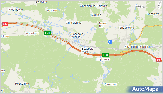 mapa Bożepole Małe, Bożepole Małe na mapie Targeo