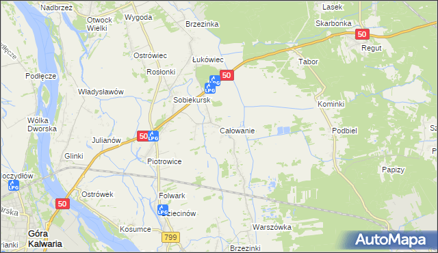 mapa Całowanie, Całowanie na mapie Targeo