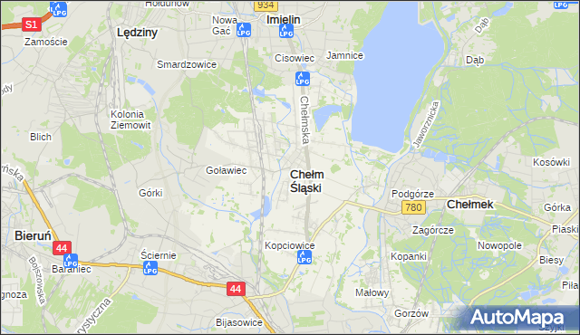 mapa Chełm Śląski, Chełm Śląski na mapie Targeo