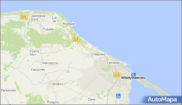 mapa Chłapowo gmina Władysławowo, Chłapowo gmina Władysławowo na mapie Targeo