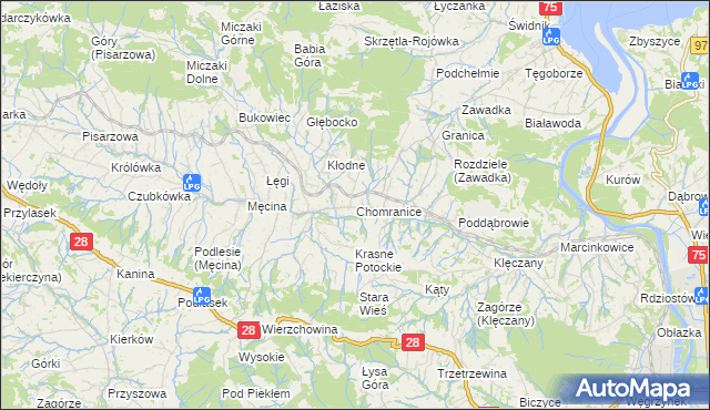 mapa Chomranice, Chomranice na mapie Targeo