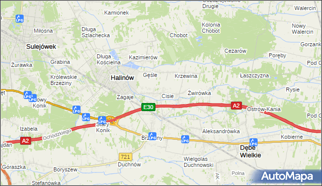mapa Cisie gmina Halinów, Cisie gmina Halinów na mapie Targeo