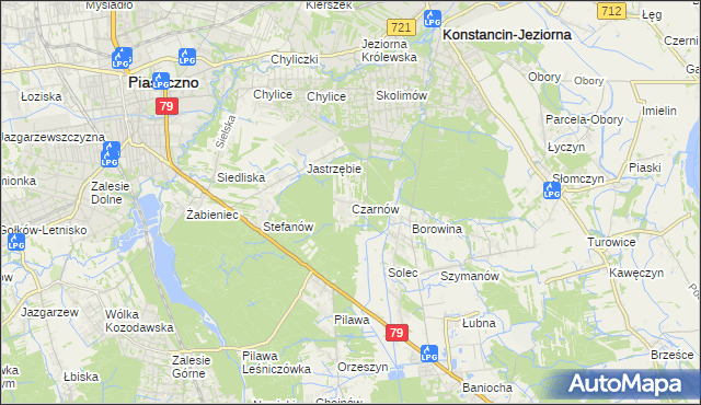 mapa Czarnów gmina Konstancin-Jeziorna, Czarnów gmina Konstancin-Jeziorna na mapie Targeo