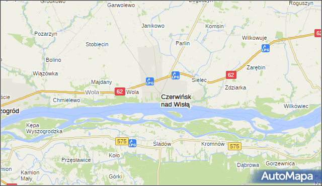 mapa Czerwińsk nad Wisłą, Czerwińsk nad Wisłą na mapie Targeo